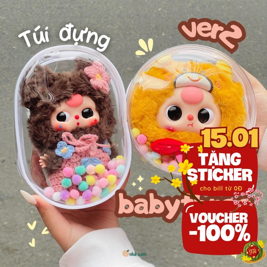 Túi PU Trong Bảo Vệ Baby Three Blindbox Nhà Cam (không kèm dây đeo)