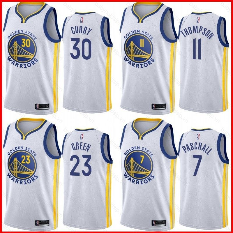 Jersey NBA Jersey Golden State Warriors Paschall Green Thomson Curry Áo bóng rổ Áo thể thao Vest Whi