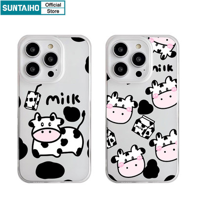 Suntaiho Ngộ nghĩnh Hoạt Hình Độc Đáo Họa Tiết Bò Trong Suốt Mờ Dành Cho Iphone 16 15 14 12 13 11 Pro Max IP 7 8 Plus Iphon X Xs XR Xs Max TPU Silicon Mềm Cao Cấp Chống Sốc Ốp điện thoại