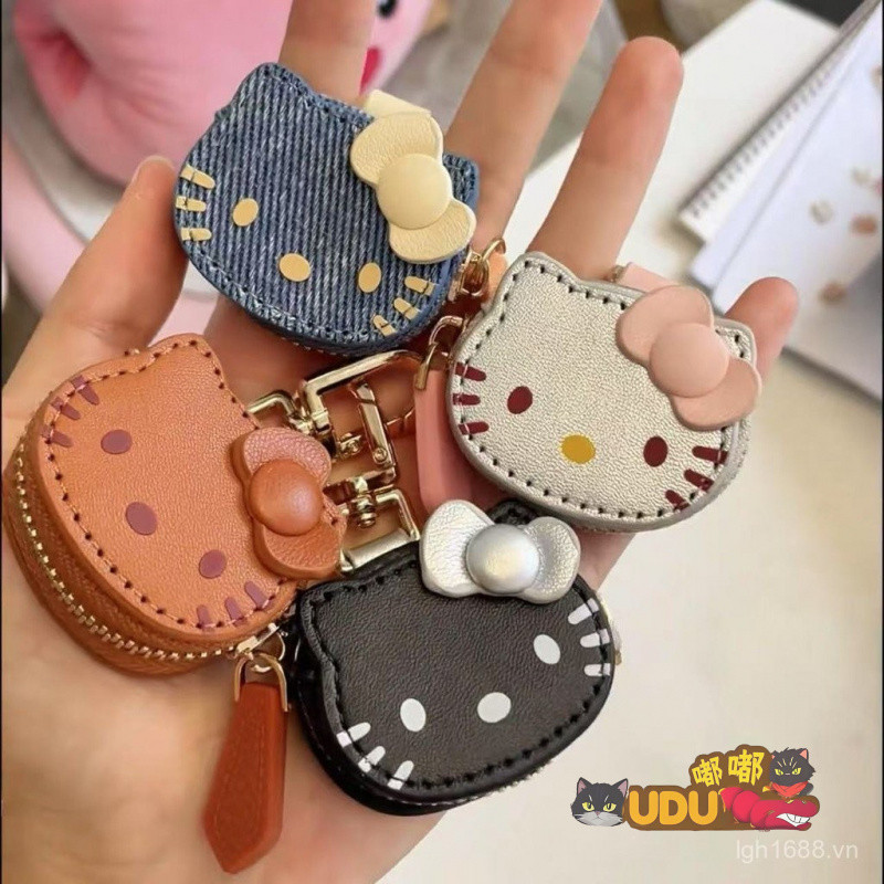 Sáng Tạo hello kitty Móc Khóa Denim Dễ Thương hello kitty Ví Tiền Xu Mặt Dây Chuyền Cô Gái Giá Trị C
