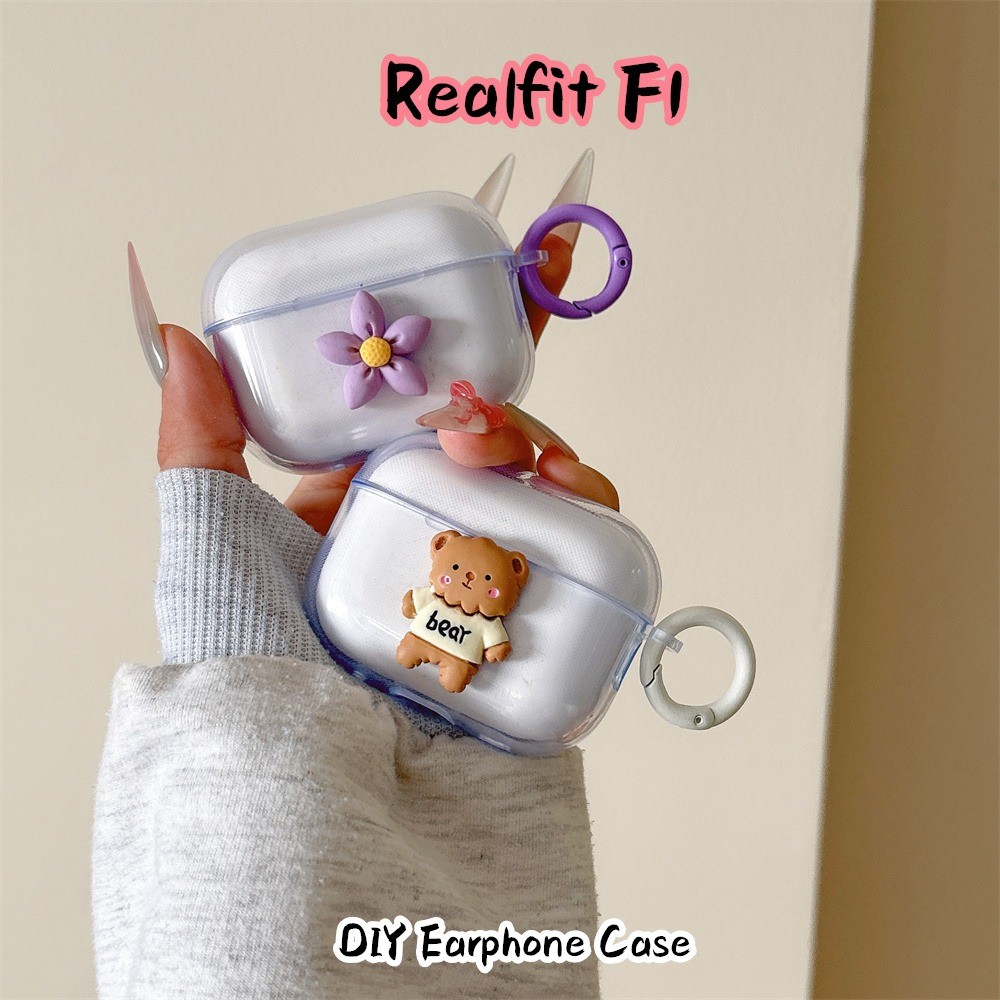 [Cung cấp trực tiếp] Dành cho vỏ Realfit F1 Vỏ silicon mềm DIY Vỏ tai nghe hoạt hình đơn giản NO.1