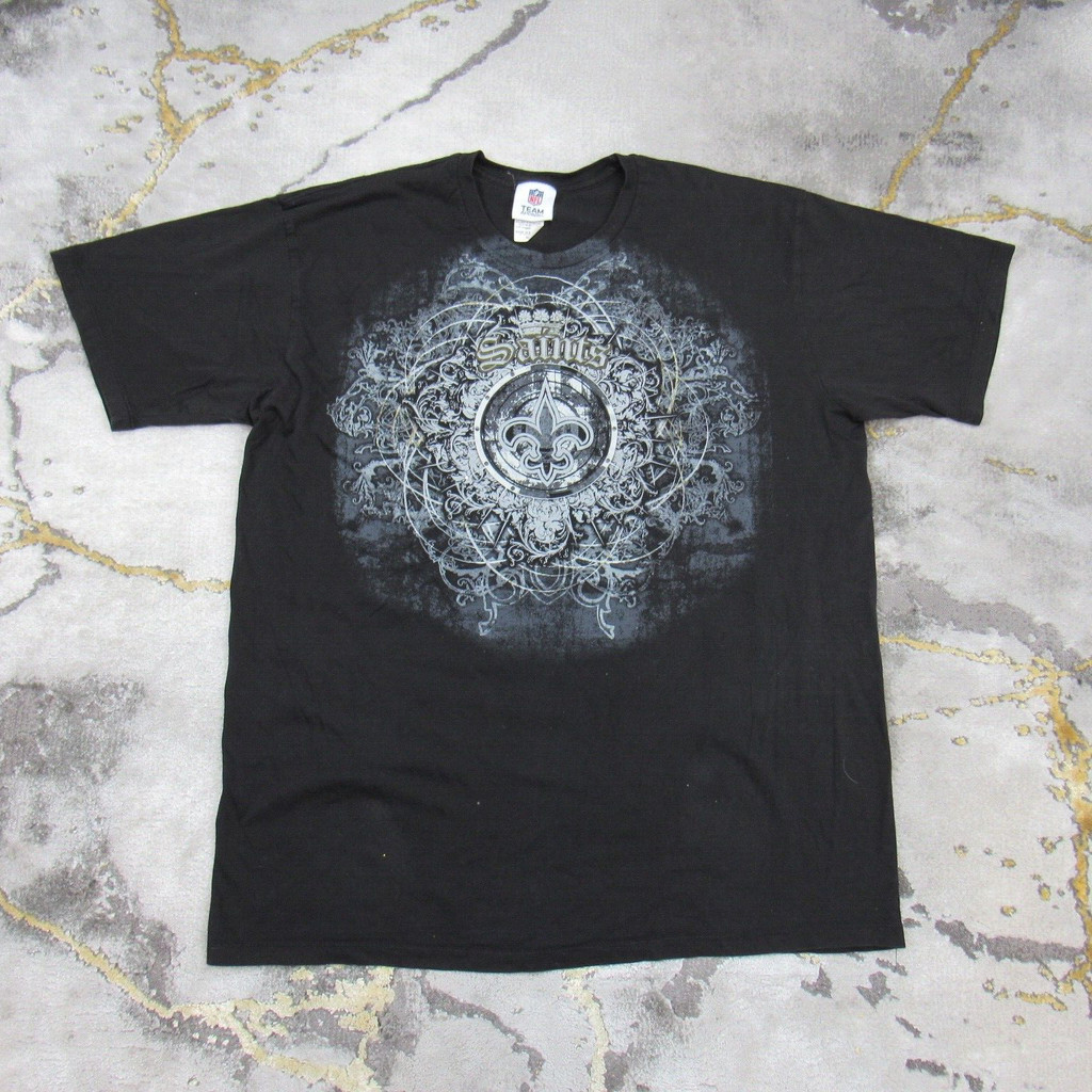 New Orleans Saints Áo Thun Nam XL Graphic Logo Tee Đen NFL Bóng Đá Người Lớn