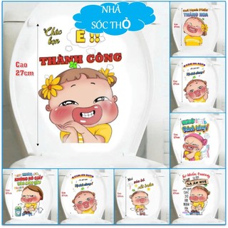   HCM  Miếng dán decal trang trí bồn cầu toilet dễ thương hình Quỳnh Aka - Decal dán bồn cầu trang trí nhà tắm dễ thương 