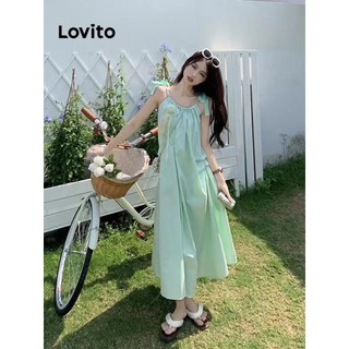 Đầm Lovito màu trơn phong cách thường ngày cho nữ LNA59190