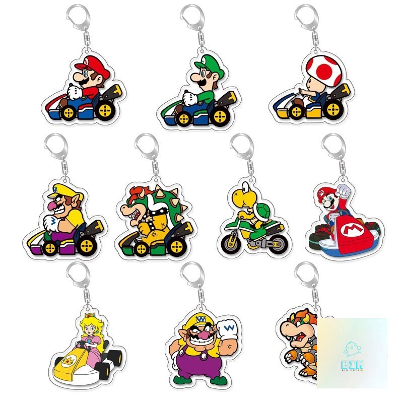 Super Mario Kart Mario Luigi Bowser Mặt dây chuyền móc khóa acrylic Mario Luigi