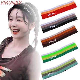 Yikun Yoga Sweat Headband, Dây buộc tóc thể thao sọc nhiều màu, Thể dục sáng tạo Chạy bộ Hip Hop Sweatabsorb Head Band Thể thao ngoài trời