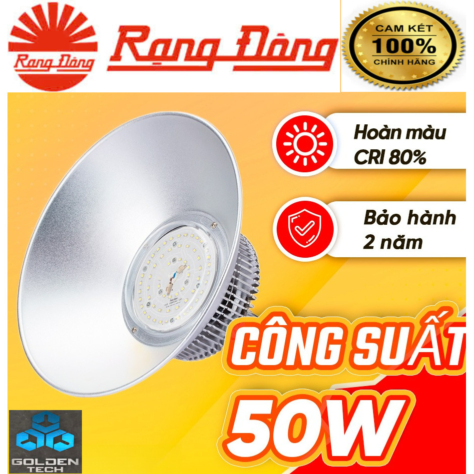 (Rạng Đông) Đèn led Highbay nhà xưởng 50W  - Tản nhiệt, chiếu sáng liên tục - Chuyên công trình - Mo