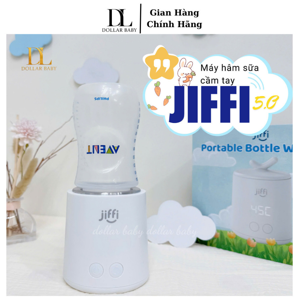 Máy Hâm Sữa Cầm Tay Thông Minh Jiffi 5.0 - Pin Sạc 11400mAh, 4 Mức Nhiệt - Chính Hãng