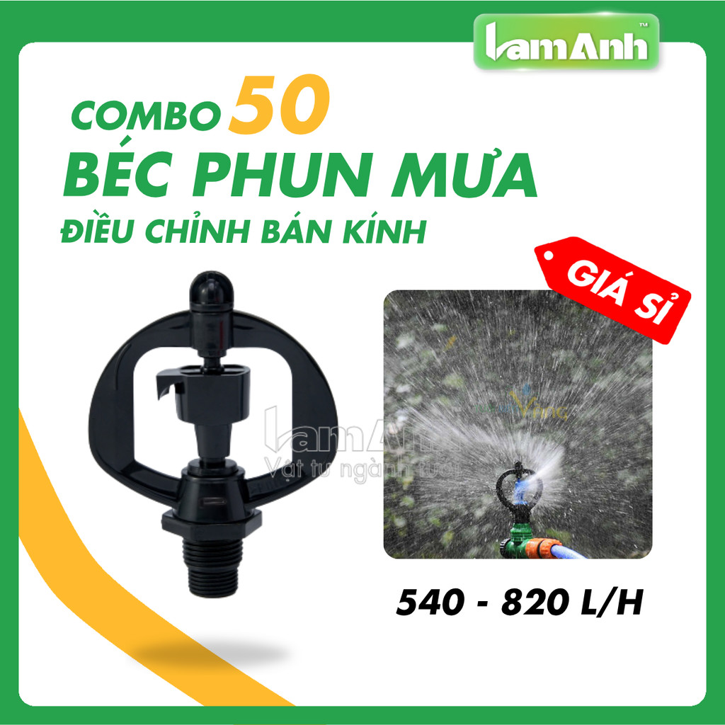 (Giá sỉ) Combo 50 béc tưới cây OK355 ren ngoài 17-21 4mm phun mưa bán kính 5m – lưu lượng 820L/H –  