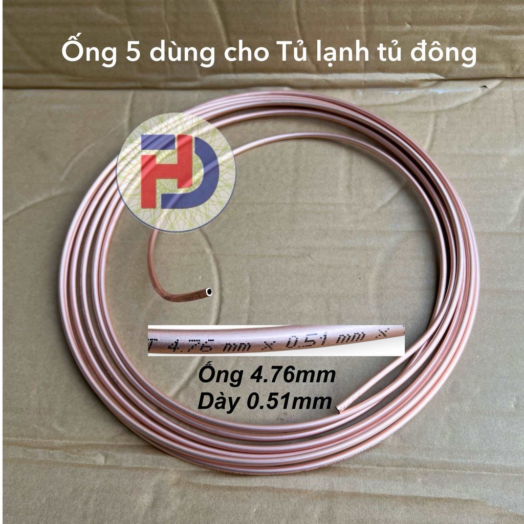 Ống đồng phi 5 dùng cho tủ lạnh - cáp đồng phi 5 (đơn vị bán theo mét) - VẬT TƯ ĐIỆN LẠNH TƯỜNG MINH