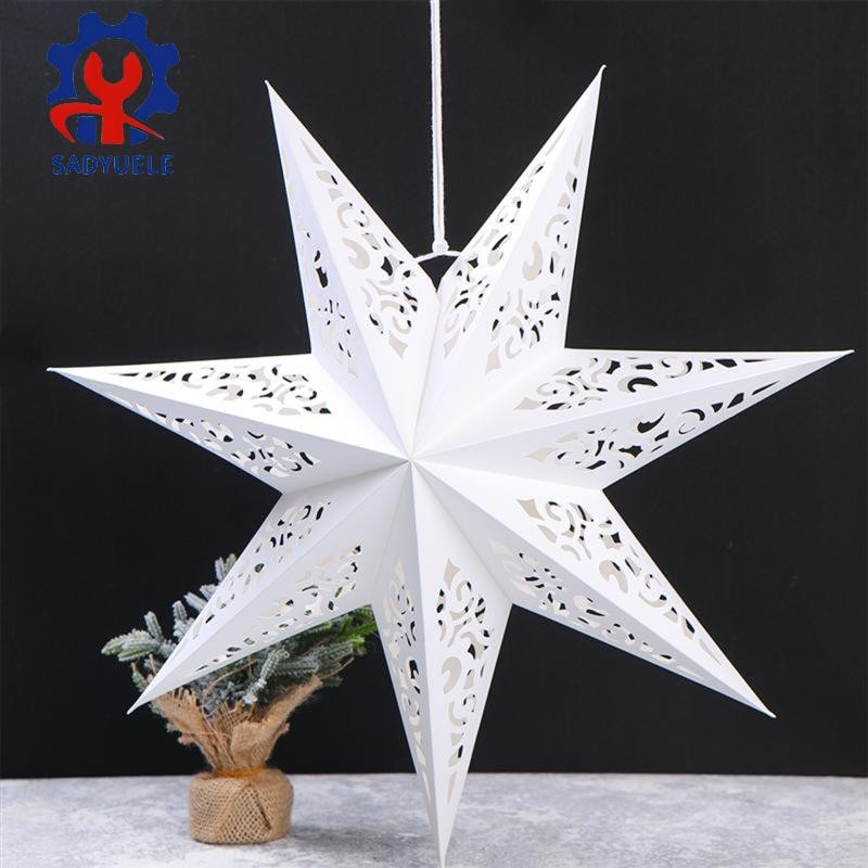 Hollow Out Eight Angle Paper Led Lantern Star Night Light Hanging Lamp Ornament