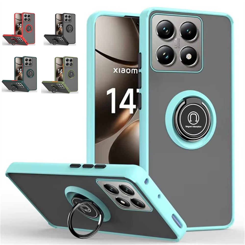 Matte Funda cho Xiaomi Mi 14T Pro 5G 15 Pro Ốp lưng Giá đỡ vòng từ tính cho Xiaomi Mi 14T 14 Ultra A