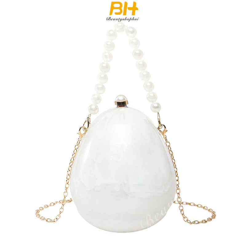 Túi dạ hội phong cách mới Túi đựng trứng ngỗng cổ tay ngọc trai thanh lịch