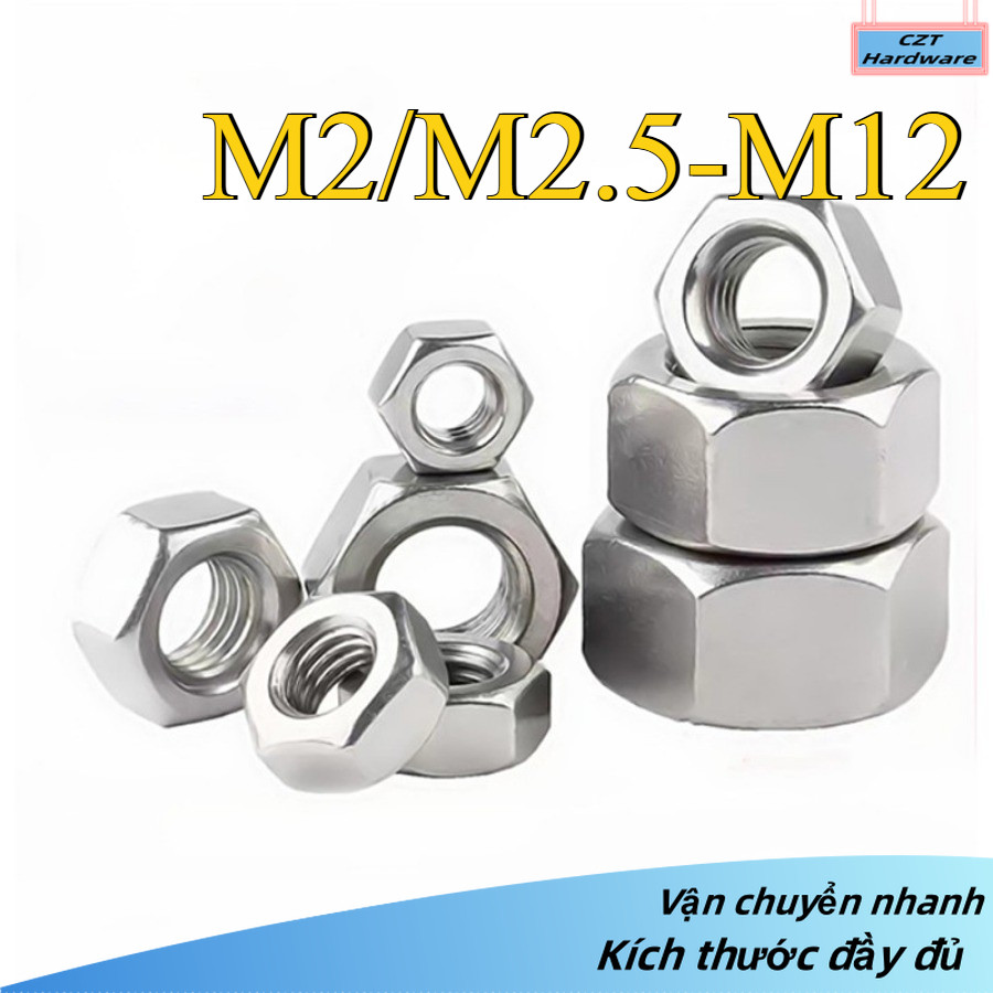 Tán Dẹp Ecu Inox 316,  Cho ốc ，loại tốt，Đai ốc inox, ốc vít M2 / M2.5-M12 (CZT-YL-VN-w)