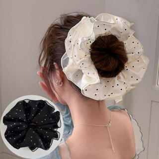 Thời Trang Chấm Bi Hai Lớp Scrunchies Ngọt Ngào Đuôi Ngựa Buộc Tóc Phụ Kiện Tóc Cho Nữ