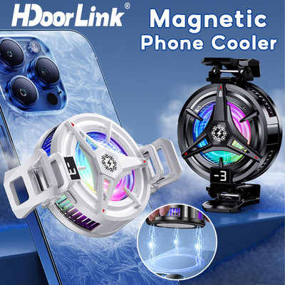 HdoorLink Máy Làm Mát Điện Thoại Có Thể Điều Chỉnh Từ Tính Cố Định Tản Nhiệt Điện Thoại Nâng Cấp Đèn Màu Quạt Làm Mát Cho Điện Thoại Di Động