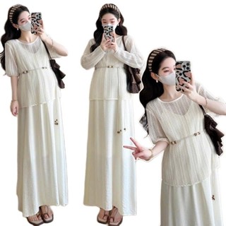 Sét suông đầm bầu MAMADRESS CAO CẤP GỒM 3 VÁY HAI DÂY KÈM ÁO KÈM ĐAI xinh xắn dự tiệc sang chảnh S57