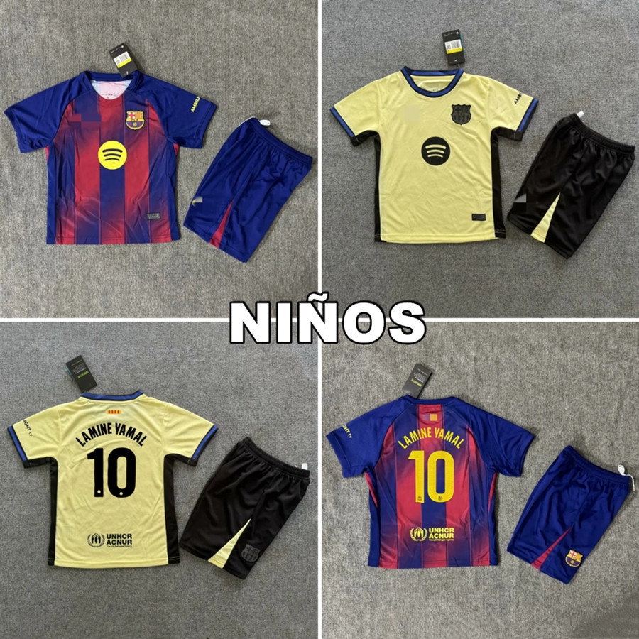 Bộ áo quần bóng đá trẻ em 2025 - 2026, màu sân khách, số 10 Lamine Yamal