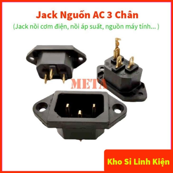 Jack Nguồn AC 3 chân, Jack nồi cơm điện, nồi áp suất, nguồn máy tính - loại có tai 16A 250V