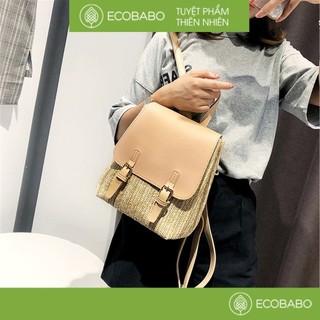 Balo cói phối da Retro cực độc dễ phối đồ | Ecobabo