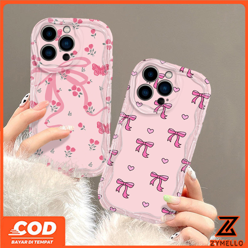 Ốp điện thoại TPU chống sốc hình nơ tình yêu đơn giản tương thích với IP 16 IP 16 Pro Max IP 15 Pro 