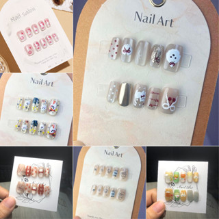 10 Chiếc Hoạt Hình Series Móng Tay Giả Phong Cách Dễ Thương Ngắn Móng Tay Giả Móng Tay Nối Dài Bộ Bấm Vào Móng Tay Mắt Mèo
