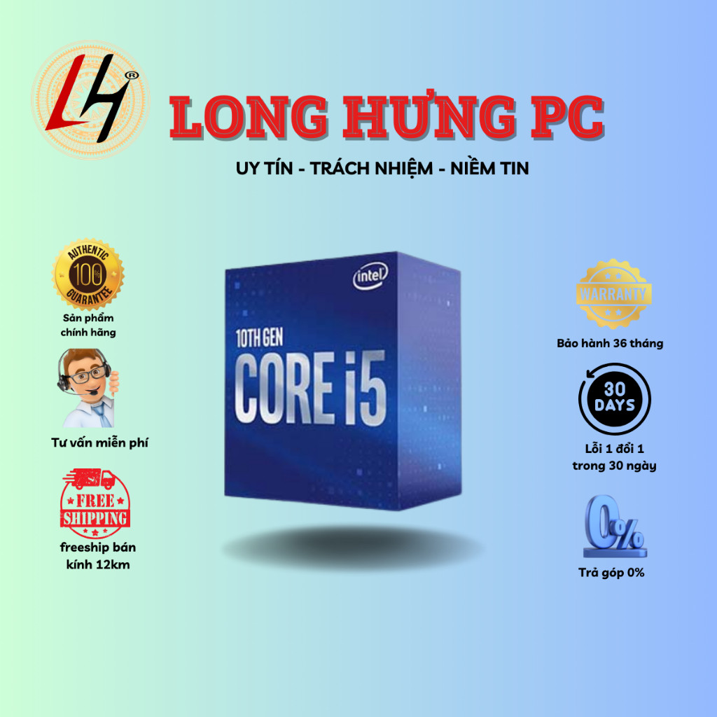 CPU intel Core i5 genth 10, i5 10400 , i5 10400F, i5 10600KF Tray New Không Fan BH 36TH