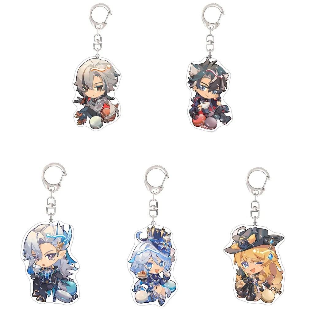 Genshin Impact Acrylic Keychain Neuvillette Wriothesley Navia Furina Arlecchino Pendant Keychain for
