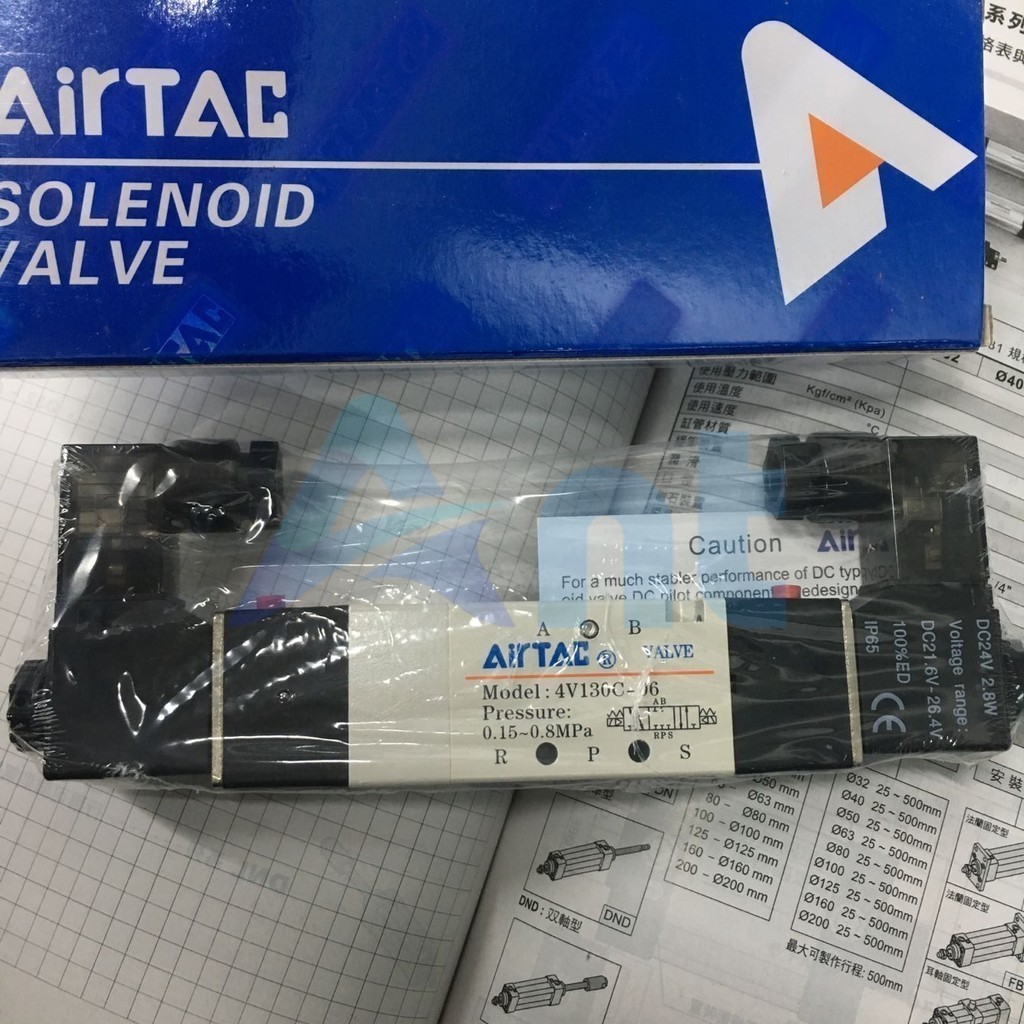 Chelic Van Điện Từ Niêm Phong Trung Bình Chính Hãng Airtac CuộN Đôi 4v130c-06dc24v/AC220V Ant