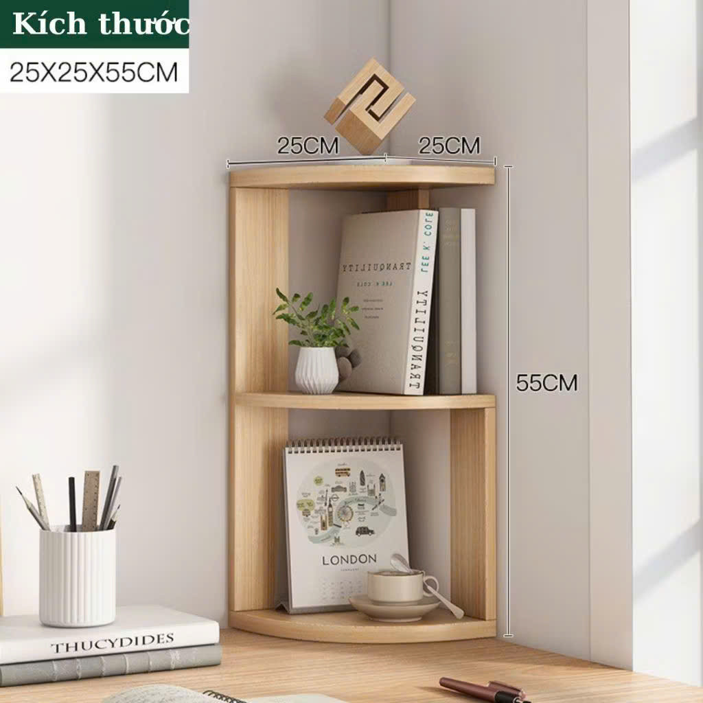 Kệ gỗ để đồ góc tường, góc bàn học làm việc decor phòng 2 - 3 tầng. Giá gỗ góc tường nhiều ngăn