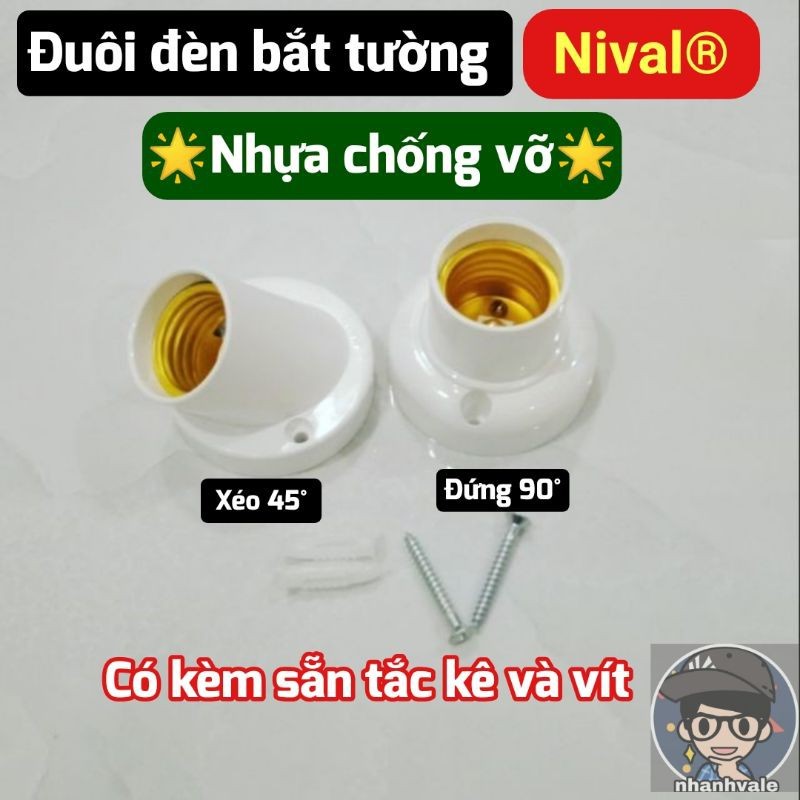 [DC101/DT101] Đuôi đèn bắt tường Nival 🔰Nhựa PC chống vỡ🔰