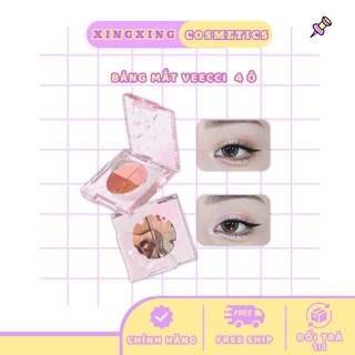  VEECCI Bảng Phấn Mắt 4 Ô Veecci Mini Xách Tay Ánh Ngọc Trai Mờ Trang Điểm Lâu Trôi 4.2g 