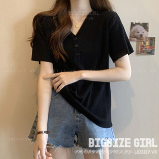 Áo Len DệT Kim Nữ Mongtoghi Bigsize Áo Thun Nữ Kiểu Tay Ngắn Form Rộng Cổ Chữ V Màu Đen Mùa Hè Phong Cách Thời Trang Hàn Quốc Đẹp