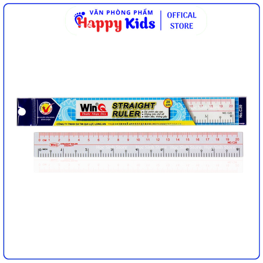 Combo 5 Cây Thước Nhựa Dẻo C20 WinQ Dài 20cm, Nhựa Dẻo Cứng Cáp - VPP Happy Kids
