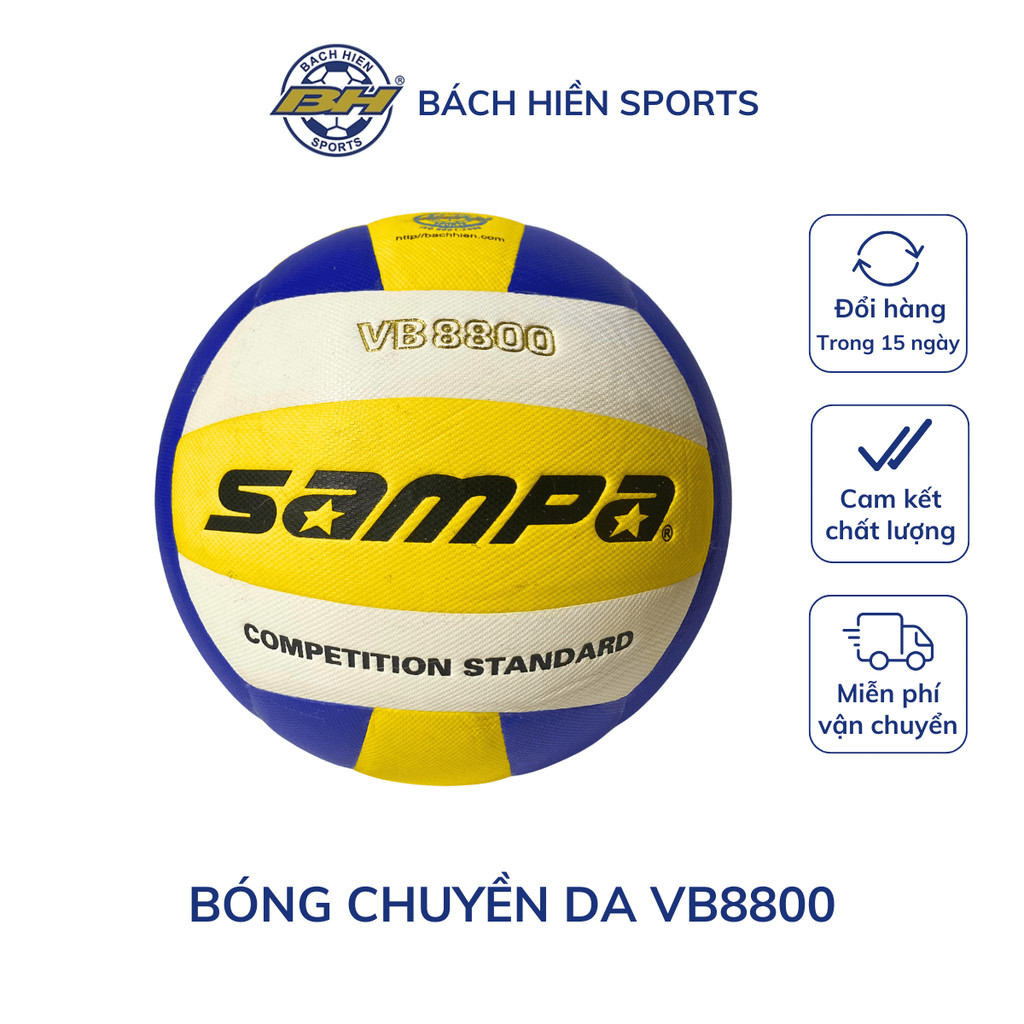 Bóng chuyền da VB8800 chính hãng Bách Hiền Sports tặng kèm túi lưới + kim bơm bóng