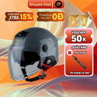 Royal M289 Xanh Bóng - Mũ Bảo Hiểm Nửa Đầu 2 Kính Chính Hãng, Size L XL, Nam Nữ Đều Dùng Được