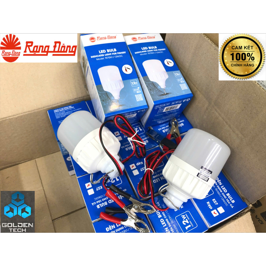 (Rạng Đông) Bóng đèn Led bulb 12W kẹp Ắc Quy dòng điện sử dụng từ 12V đến 24V - Ánh sáng trắng
