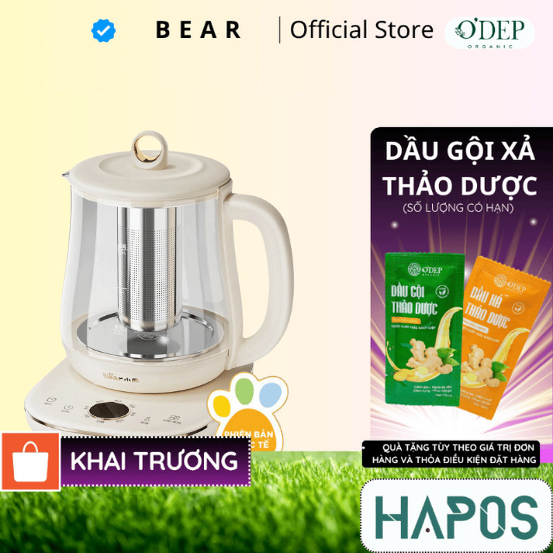 Ấm đun trà siêu tốc 1.5L Bear YSH-E15M1 - bình giữ nhiệt 8 chế độ pha chế, hẹn giờ giữ ấm - HAPOS HS