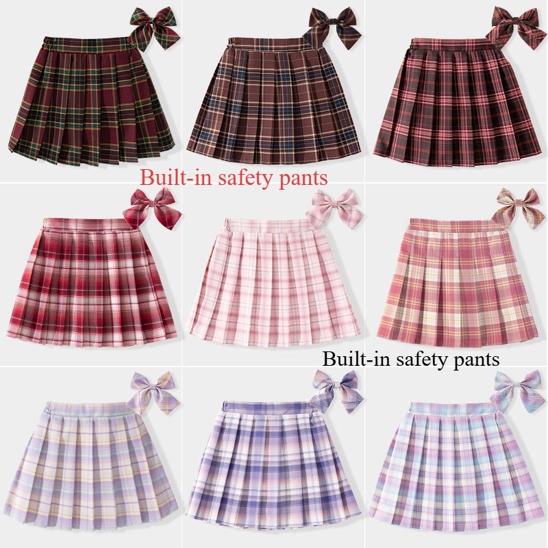 Váy xếp li bé gái váy trẻ em váy kẻ sọc phong cách đại học Váy JK váy ngắn trẻ em lớn
