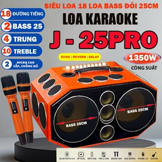 Loa Karaoke J-25PRO 18 Đường Tiếng, Công Suất 1350W 2 Micro Hát Nhẹ, Mạch DSP Reverb & Echo, Delay  Hát Karaoke Siêu Hay
