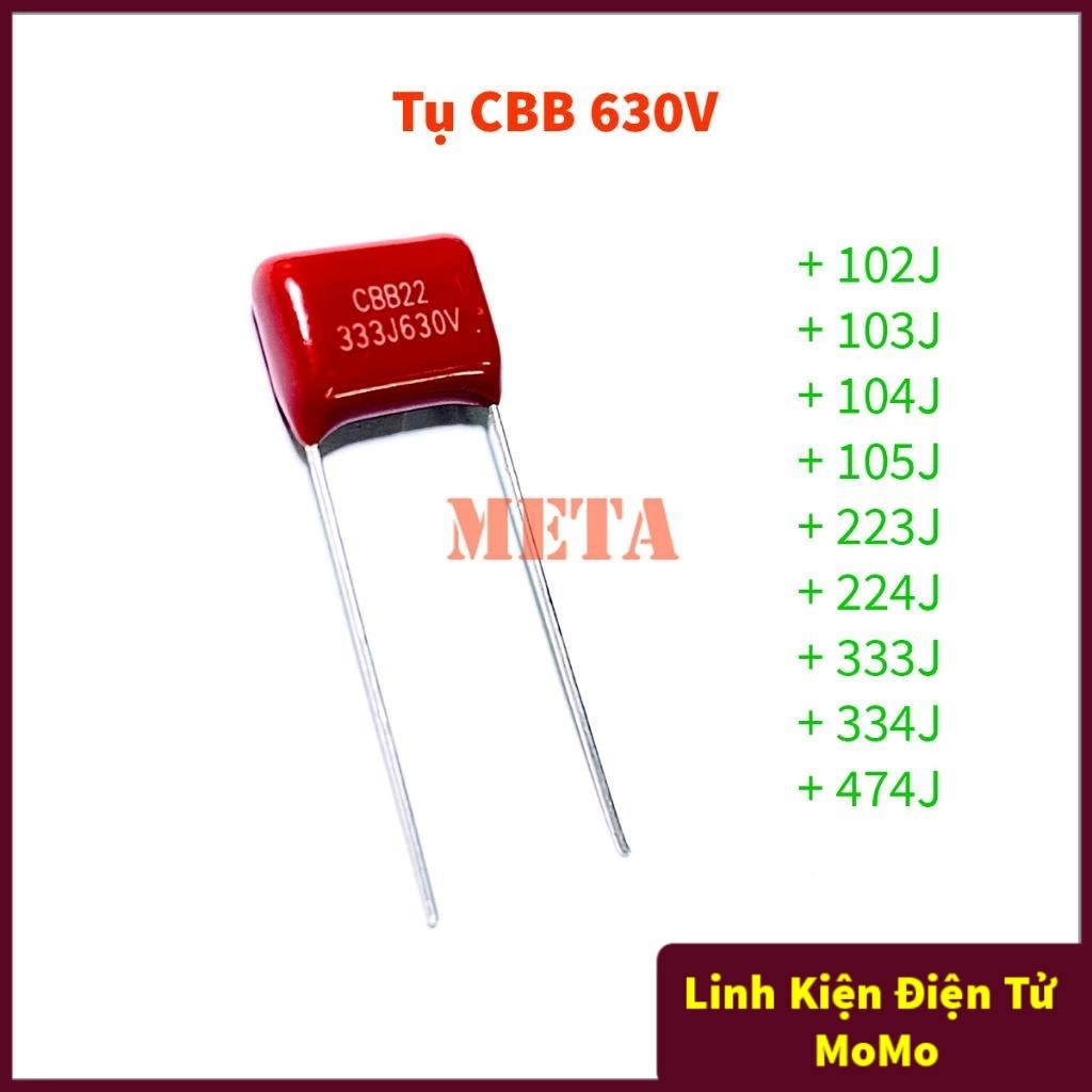 [Túi 5 Con] Tụ CBB 630V 102J 103J 223J 333J 104J 224J 334J 474J 105J 1uF Hàng chất lượng - Tụ đỏ khô