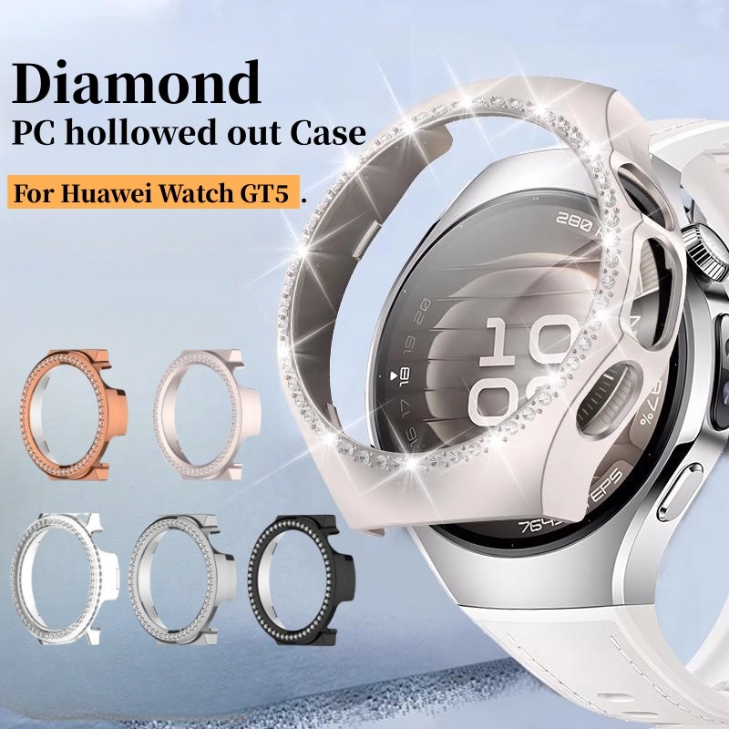 Ốp PC Cho Huawei Watch5 42mm / 46mm Ốp Lưng Kim Cương rỗng Protactive Case Cho Huawei Watch 5 46mm v