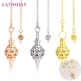LATINDAY con lắc cảm xạ mặt dây chuyền chữa bệnh, mặt dây chuyền đồng bùa hộ mệnh reiki mặt dây chuyền con lắc, thiết kế hình nón công cụ bói toán rỗng tâm linh con lắc kim loại yoga