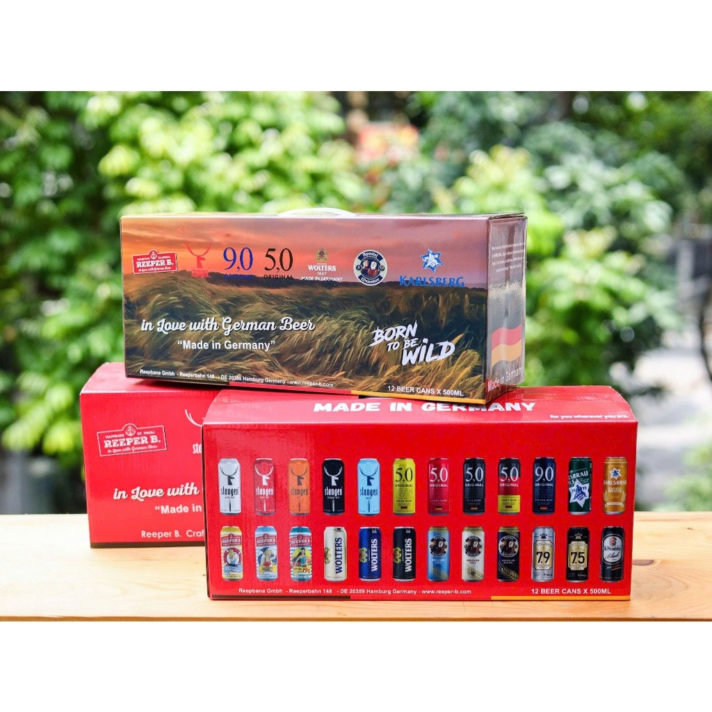 Hộp quà 12 lon bia 500ml nhập khẩu Đức