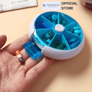 Hộp Chia Thuốc 7 Ngăn Hình Tròn Có Ngăn Kéo Mini Nhựa ABS Trong Suốt, Gọn Nhẹ, Chống Ẩm, Dễ Mang Theo