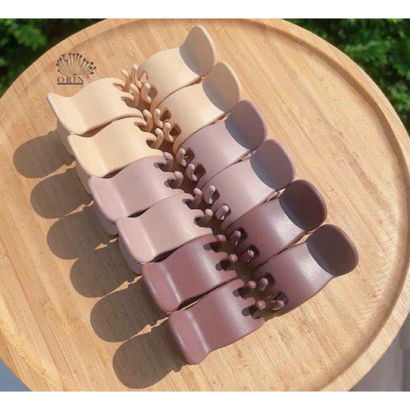 Set 12 Kẹp Càng Cua 5 Răng Cánh Bầu 3 Màu Trà Sữa Nâu Be(5 Răng Trà Sữa Bầu) - GOOD DEAL