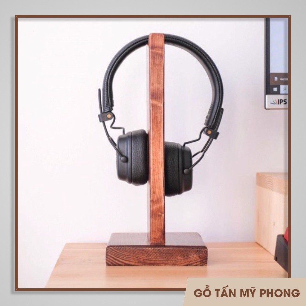 Giá treo tai nghe bằng gỗ tự nhiên, kệ để headphone stand thân gỗ