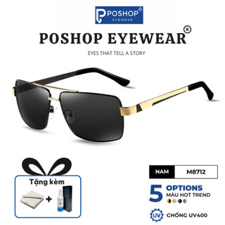Kính mát râm đen thời trang nam gọng vuông chống UV chống chói đi xe bảo vệ mắt cao cấp Poshop 8712