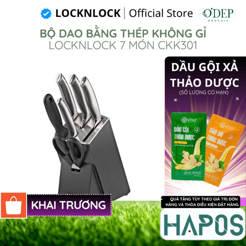 Bộ dao 7 món LocknLock bằng thép không gỉ cao cấp - Đen CKK301 - HAPOS HSA