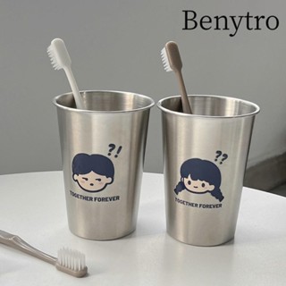  Cốc thép không gỉ BENYTRO Hộp đựng bàn chải đánh răng không thể phá vỡ Cặp đôi cốc rượu 500ml 